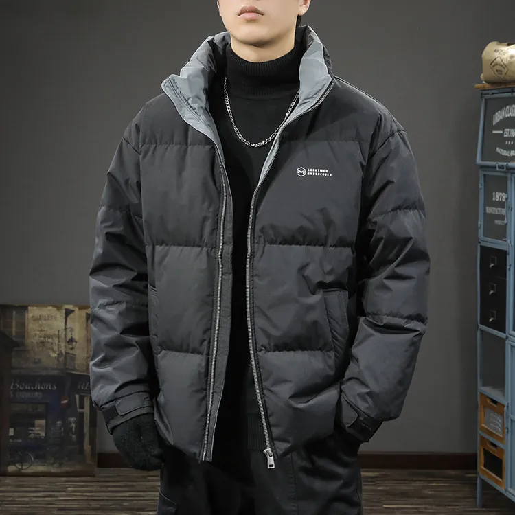 DESITASH冬季新款90白鸭绒男士羽绒服短款立领高端潮牌棉衣厚外套