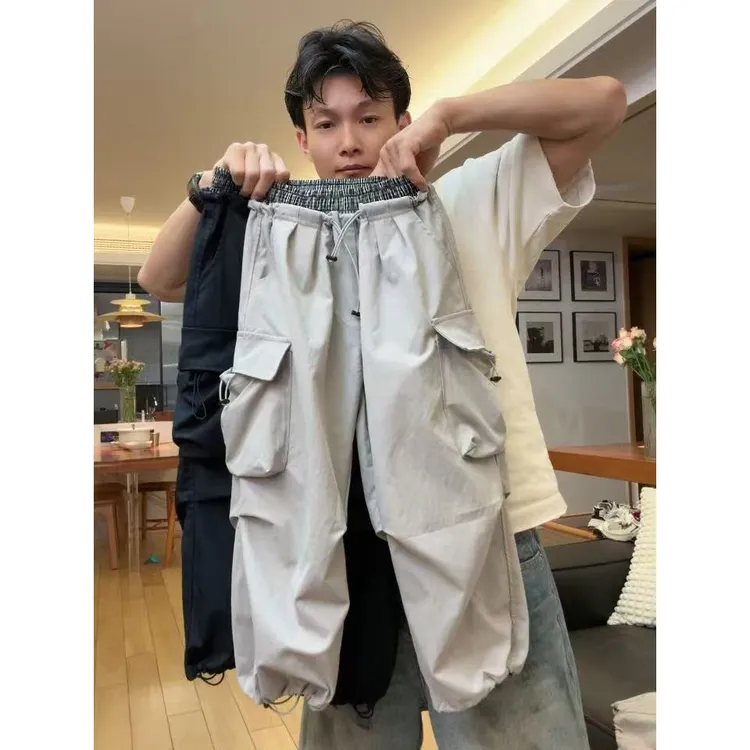 儿童拼接格子工装裤秋季新款韩版潮流男女童休闲裤百搭抽绳长裤