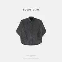 SUEO【丝光压褶条纹】 复合挺括 高级感气质阔休闲版衬衫型外套