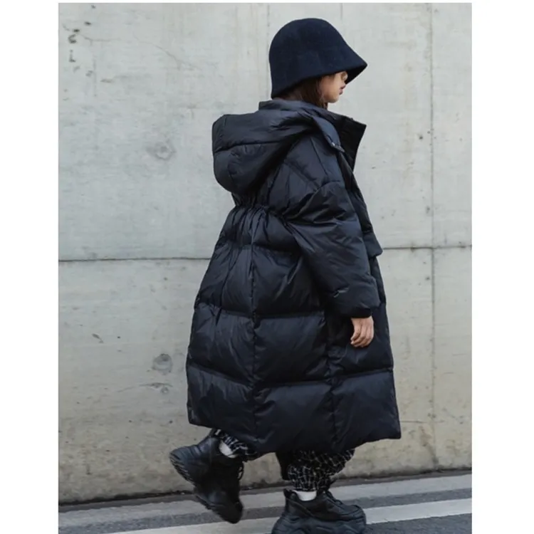 巴拉开门童装儿童羽绒服长款过膝男女童白男童6-12岁高端白鸭绒