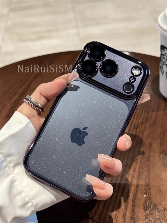 璀璨闪粉超薄pc镜头膜全包适用iPhone17promax手机壳16网红17硬15