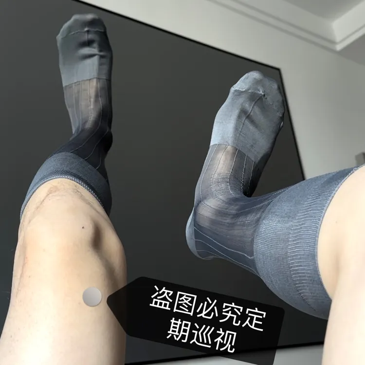 主图筋条灰色高筒商务正装透气皮鞋丝滑性感日系锦纶绅士男士丝袜