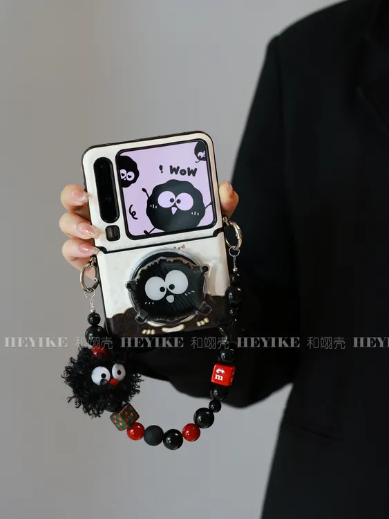 潮牌黑煤球斜挎适用华为purax手机壳荣耀magicvflip2斜挎pocket2