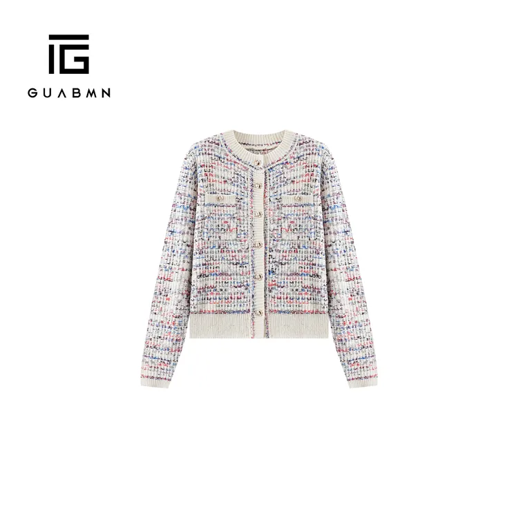 GUABMN2025冬季新款小香风彩色针织开衫圆领纽扣气质毛衣外套179