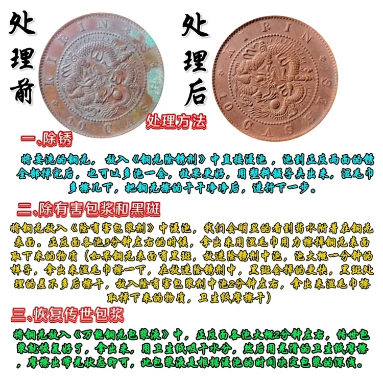 樊姐铜元套装除锈剂清洗效果强专业清洗铜板铜钱