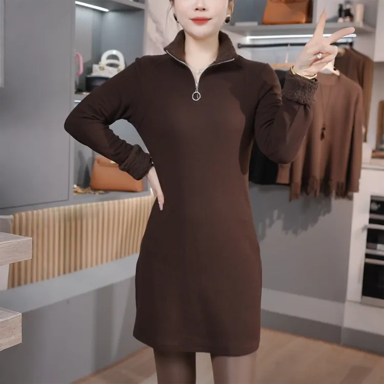 今年流行半拉链打底衫女士秋冬季新款高级独特好看中长款T恤上衣