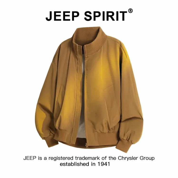 JEEP SPIRIT吉普美式复古飞行夹克男士春秋痞帅立领短款工装外套