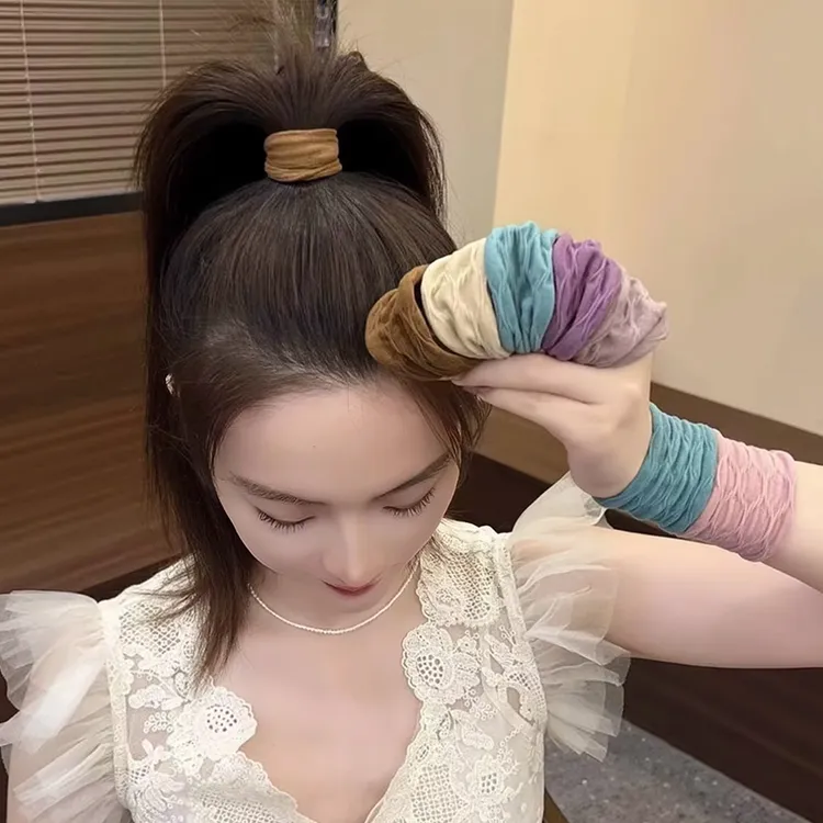 新款面膜皮筋发圈高弹力发绳女士扎高马尾丸子头皮筋加宽加厚头绳