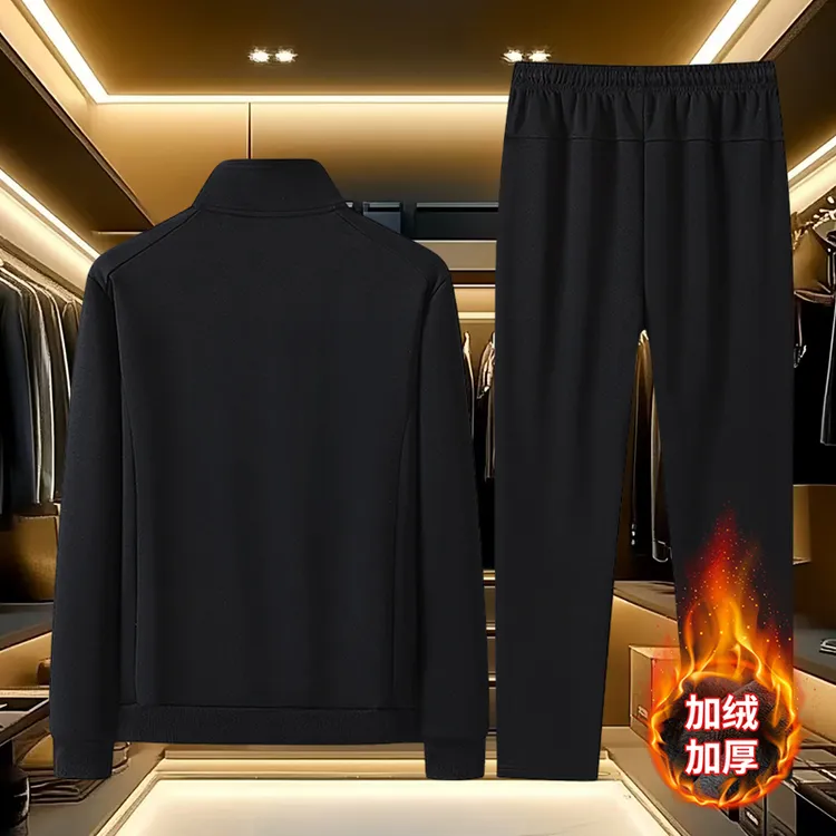 大牌直降I官网直发I男士休闲运动套装冬季加绒薄款爸爸装宽松大码