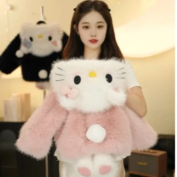 2025冬季新款小喵可爱萌宝卡通草草冬款保暖毛绒保暖加绒加厚外套