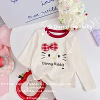 「Dannirabbit」【秋の物语】喵星人卡通蝴蝶结女童T恤【G-7027 】