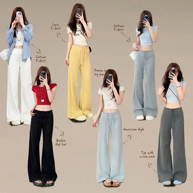 现货+运补8直筒运动裤女春秋25年新款高腰垂感夏季休闲阔腿卫