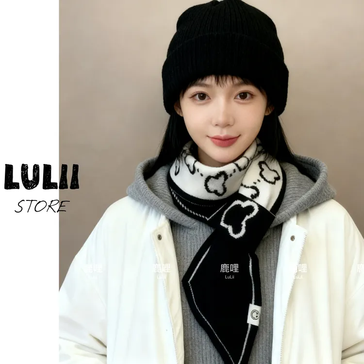 秋冬新款ins风围巾双层双面加厚保暖围脖披肩日韩系针织百搭简约