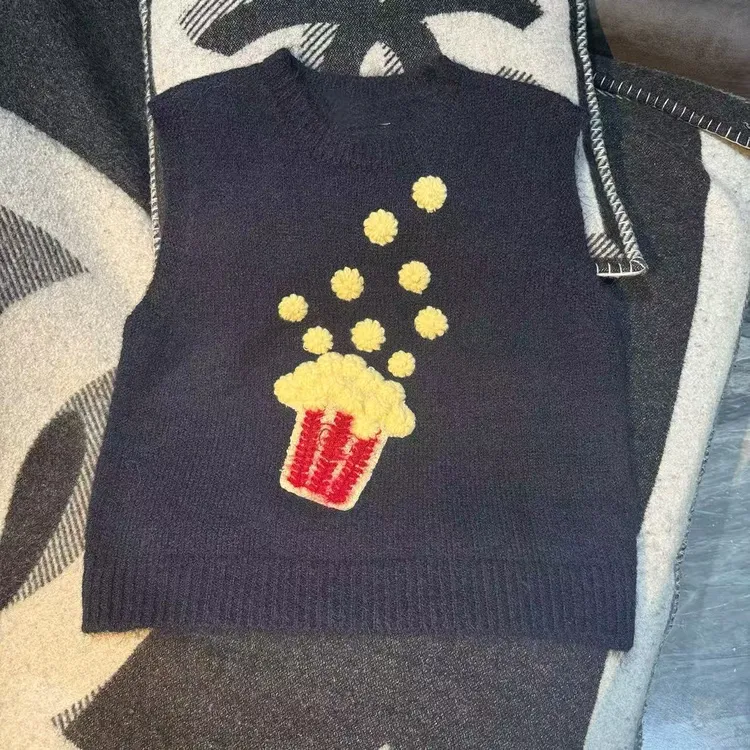 [Janunes Liu]羊毛爆米花针织百搭通勤风马甲MJ2171