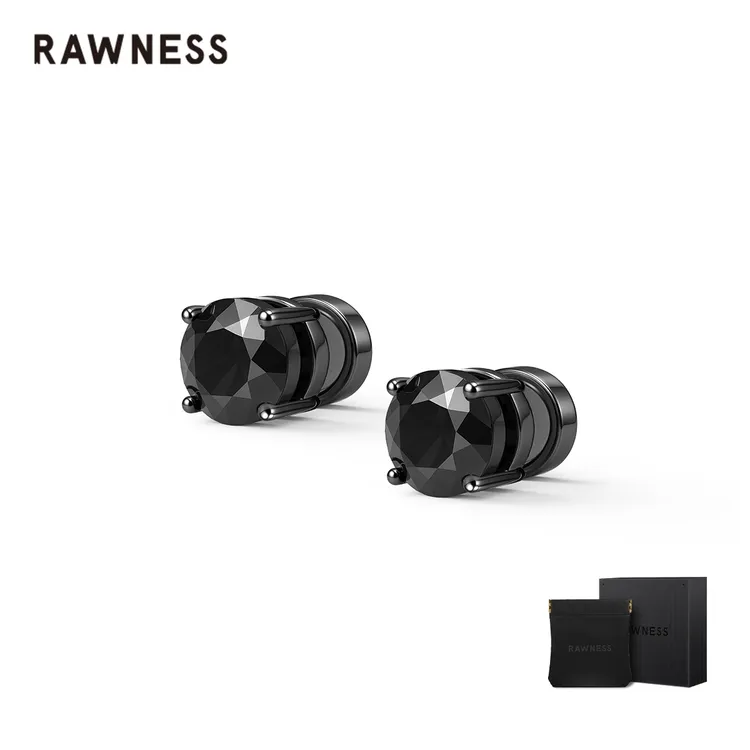 RAWNESS 钛钢合成锆石耳饰 四爪磁吸男无耳洞可带耳钉防过敏耳钉