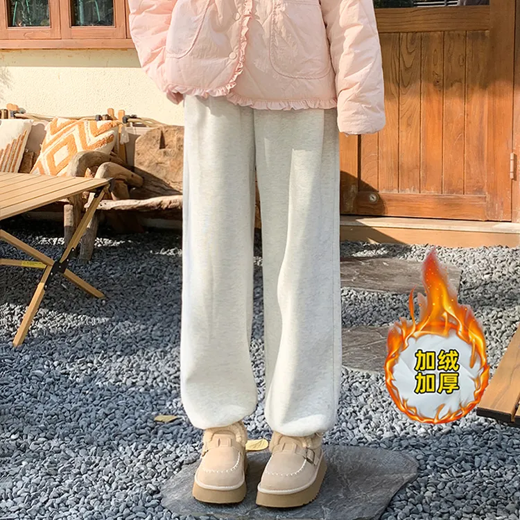 逃屿【加绒卫裤】灰色运动裤2025春秋新款阔腿显瘦慵懒风显瘦休闲裤