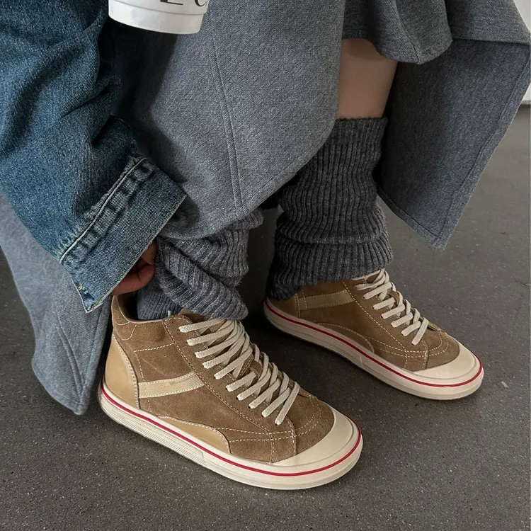 R369-2 SGIRL TWTW女鞋 时尚复古高帮拼接磨砂皮鞋简约百搭休闲鞋