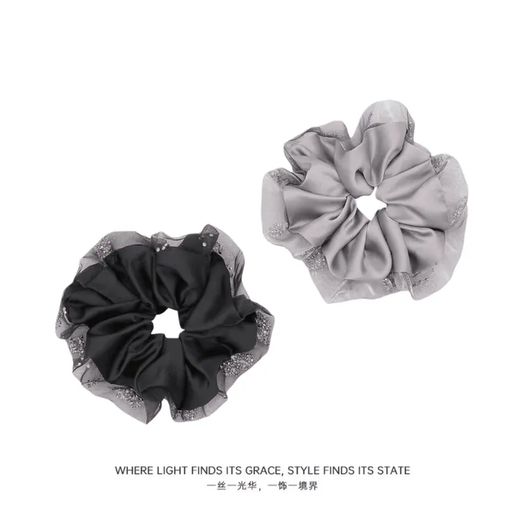 韩系钻纱边缎面大肠发圈2025新款高级感缎面发圈女洋气头花头饰