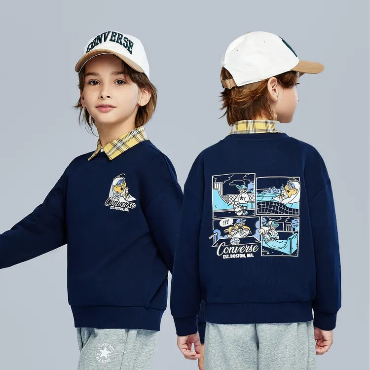 Converse匡威儿童童装卫衣纯棉百搭套头长袖秋冬新款CNVN-LS-J978