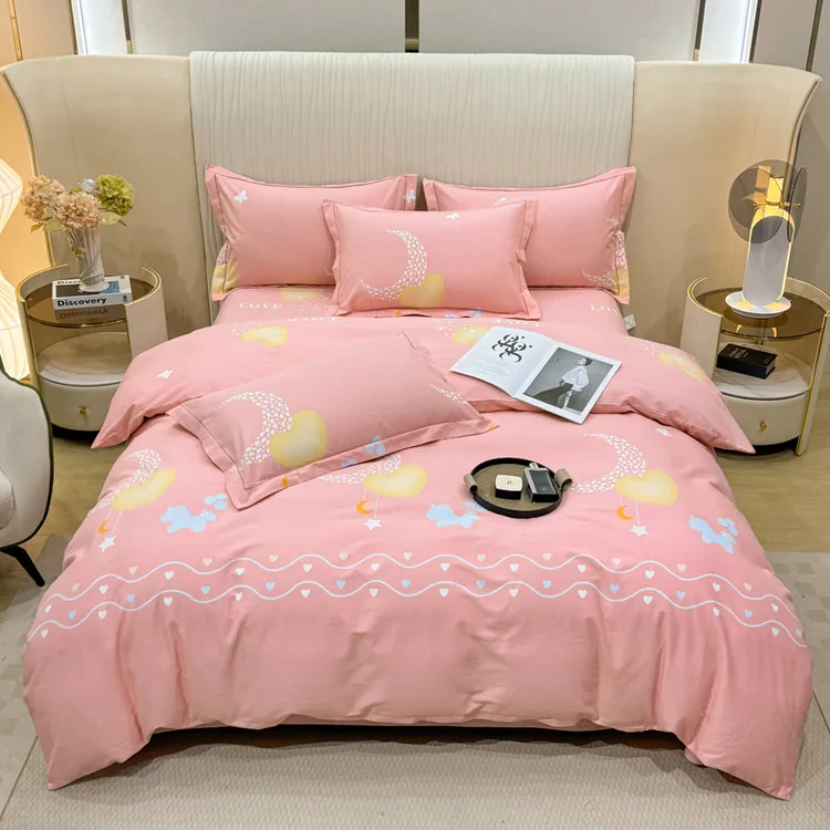 100%纯棉全棉加厚四件套简约被套床单床上用品亲肤裸睡