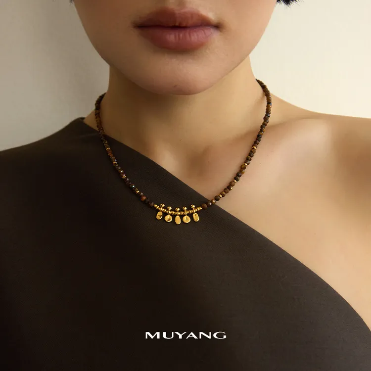 muyang/慕阳 钛钢项链 气质百搭时尚潮流金棱项链