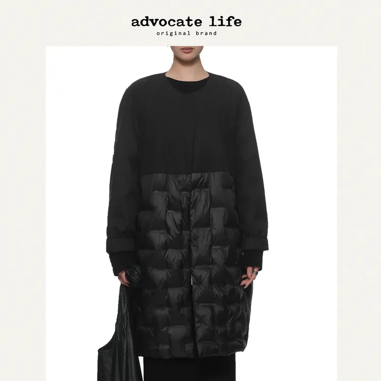 Advocatelife2025冬季新款潮牌女装长款外套女圆领宽松JQ382204