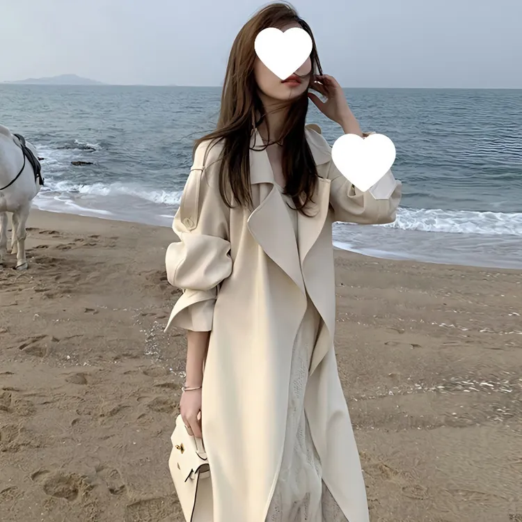 2025春秋装新款中长款过膝风衣女韩版学生流行时尚洋气大衣外套潮