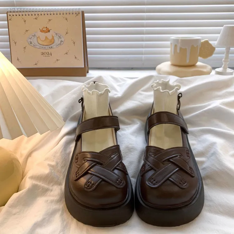 玛丽珍单鞋厚底松糕罗马包头凉鞋新款外穿乐福小皮鞋配裙子百搭