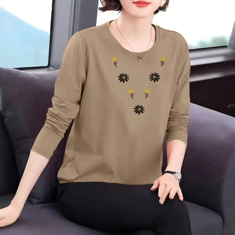 纯棉长袖高档男女同款t恤上衣春秋韩版小衫秋衣圆领内搭打底衫
