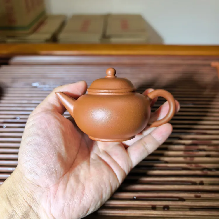 水平壶，宜兴原矿朱泥，半手工小品壶90cc