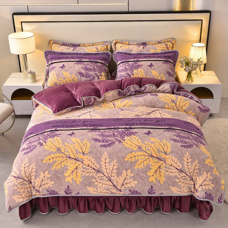 新款8斤多加厚牛奶绒四件套加绒保暖冬季套件YM