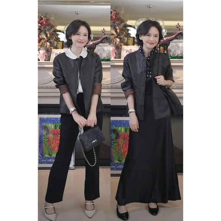 我是摩羯 黑标香云纱  38MM6A级桑蚕丝龟纹3万针绣花秋新中式外套