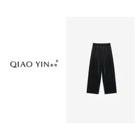 QIAO YIN"裤子“时尚百搭丝绒裤女装设计师高腰直筒裤潮流QY28426