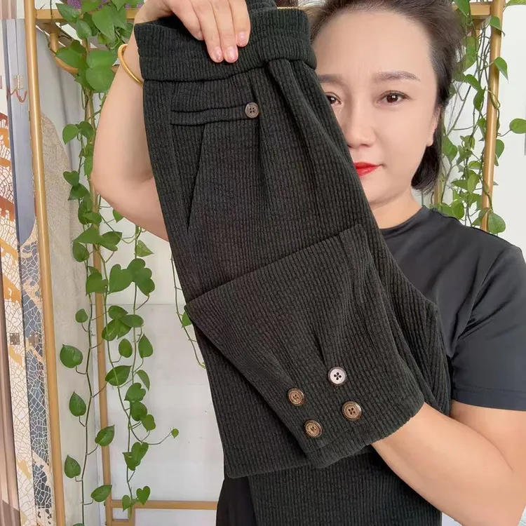 6282秋冬新款高腰显瘦百搭雪尼尔哈伦休闲女裤