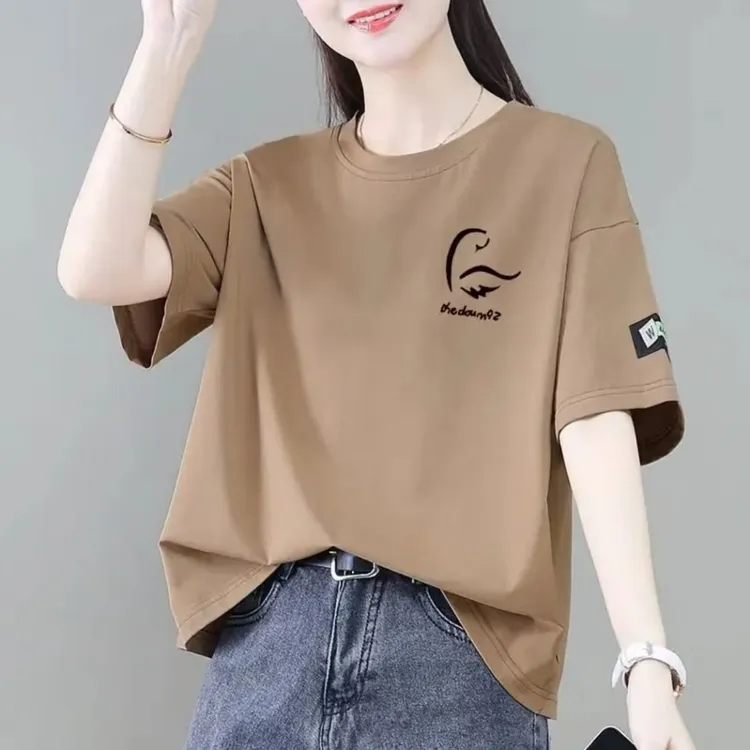 100%纯棉重磅圆领短袖t恤男女同款宽松百搭大码半袖背心打底印花