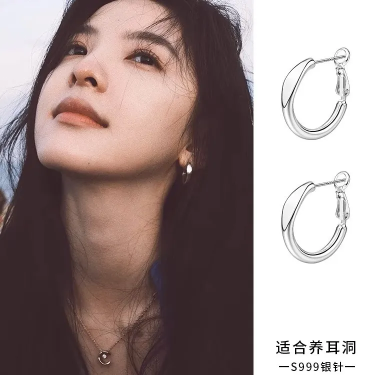 足银耳饰 足银耳圈耳饰银针圆圈耳环新款爆款女耳钉轻奢耳圈耳饰