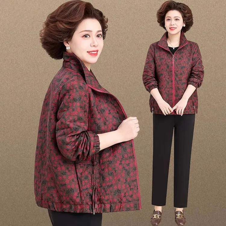 妈妈春装2025新款外套洋气中老年女春秋季夹克风衣大码老年人衣服
