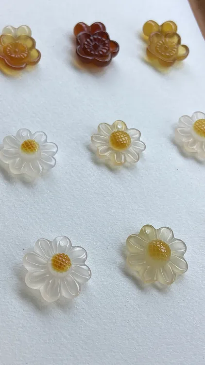 天然玛瑙 手工雕刻 小太阳花 小雏菊 吊坠 手机挂