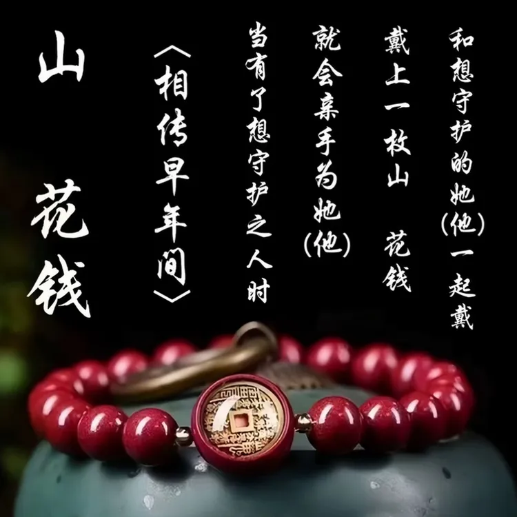 非金属陶瓷手链 【先生推荐】蛇年新款山花钱朱华匠心之作手串手饰
