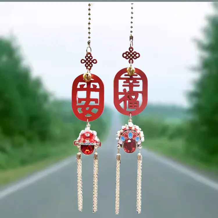 新款车挂凤冠一路安福汽车挂件网红车内挂饰车载视镜小挂件送礼物