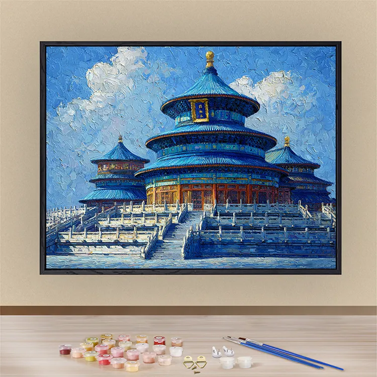 宫廷数字油画厚涂画画diy填色高级感客厅装饰画涂色画DIY手工礼物