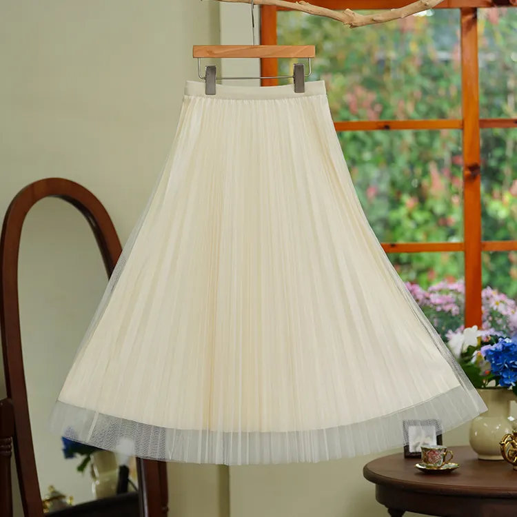 旗袍内衬裙防走光半身长裙网纱半身裙松紧腰衬裙打底裙旗袍女百搭