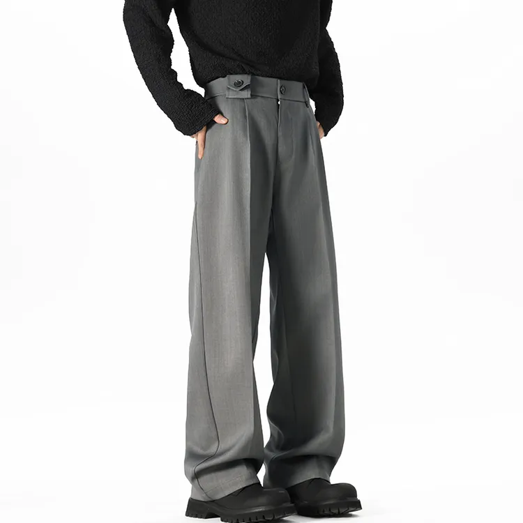 高级感深灰色西裤男春季潮牌潮流美式垂感休闲裤子宽松直筒阔腿裤