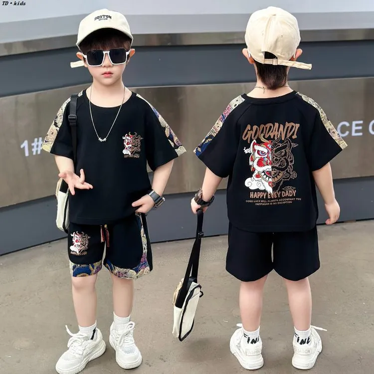 男童夏装短袖套装2025夏季新款帅气儿童运动衣服潮男孩夏天两件套