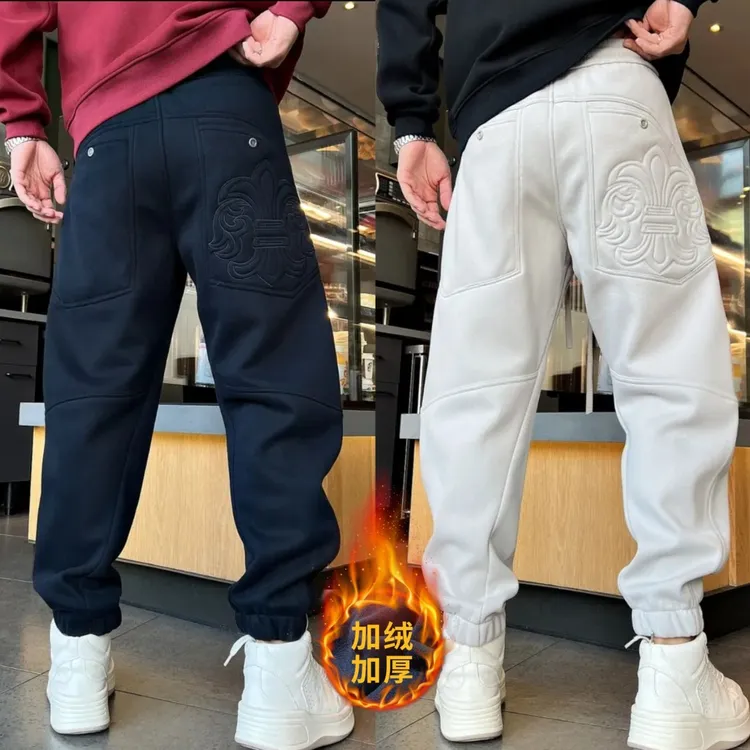 冬季重磅加厚加绒束脚哈伦裤男宽松显瘦设计师款保暖防寒运动卫裤