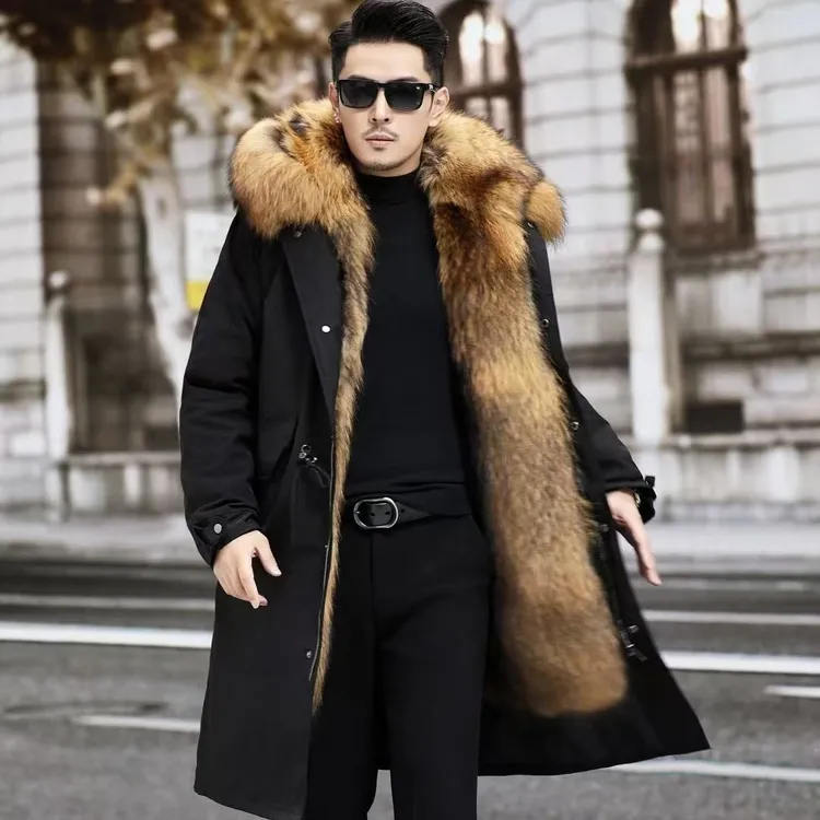 保暖一体加厚中老年冬季休闲上装中长款男士长款厚款男款外套