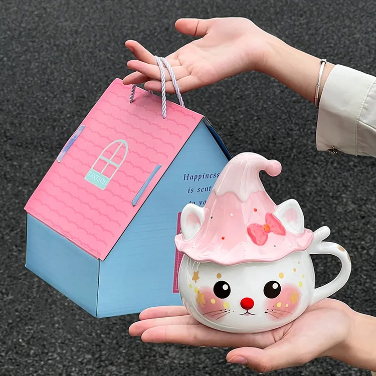 生日礼物魔法帽猫咪牛奶杯陶瓷杯学生女生送闺蜜可爱伴手礼万圣节