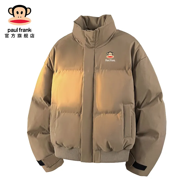 PaulFrank/大嘴猴复古棕色棉服男款秋冬新款潮流休闲保暖棉衣外套