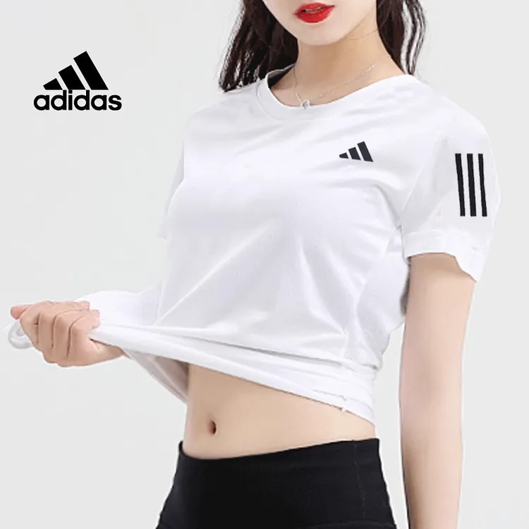 阿迪达斯跑步短袖女2025夏季休闲宽松上衣简约半袖运动T恤IK7442