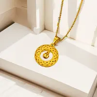 铜合金项链 铜合金古法金花丝镂空转运珠平安扣项链潮流之选展现